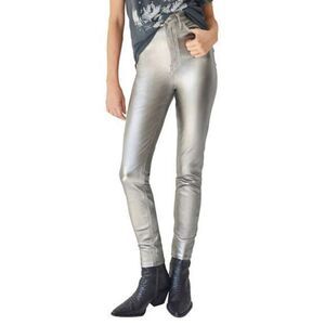 FREE PEOPLE NWT Phoenix Coated Skinny Jeans In Silver SIZE 28